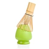Tealyra - Matcha Whisk (Chasen) 100 Prong - With Ceramic Stand Holder For Bamboo Matcha Chasen - Best Japanese Matcha Tea Set Accessories - 2 Piece Matcha Tea Set