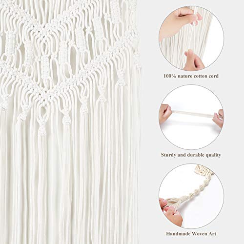 Purnap 3 Pack Macrame Plant Hangers with 3 Hooks & Macrame Wall Hanging Cream-White（Two Styles Shipped Randomly）