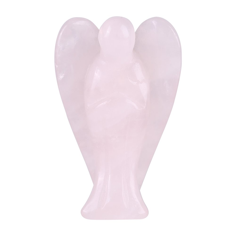 Natural Energy Crystal Healing Stone, Guardian Angel Shape, Exquisite Carved Crystal Figurine, for Meditation and Energy Work (Pink)