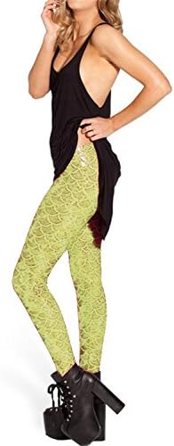 NIliker Sexy Mermaid Fish Scale Printed Hologram Stretch Soft Shine Leggings (Small, LY1087 Gold)