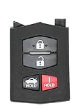 Keyecu Replacement Shell Remote Key Case Fob 4 Button for Mazda 3 5 6 RX8 CX7 CX9 With battery holder