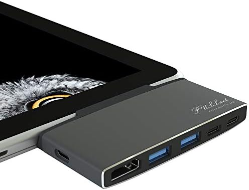 Fullnet Hub, Metal Case Docking for Surface Go, USB-C Connector with Surface Go Edge Shape & HDMI 1.4, USB 3.0, USB-C for Data Exchange(Data Exchange Only), 1 USB-C PD Charger in Port(Charge Only)