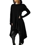 StyleDome Women Loose Irregular Kangaroo Pockets Long Tunics Sweatshirts Hoodies Black US 16