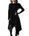 StyleDome Women Loose Irregular Kangaroo Pockets Long Tunics Sweatshirts Hoodies Black US 16
