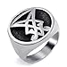 ELFASIO Stainless Steel Rings for Men Sigil of Lucifer Seal of Satan Baphomet Jewelry Size 8