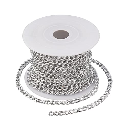 CHGCRAFT 16.4 Feet Aluminum Curb Chain Link in Bulk with Lobster Clasps for Necklace Jewelry Accessories DIY Making, 2mm Width