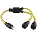 Conntek 3-Feet Generator Y Adapter, 30-Amp L5-30P Plug to (2) 30-Amp Female Connector L5-30R, Yellow