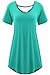 Meaneor Women's Basic Short Sleeve Cross Back Comfy Loose Fit Tunic Top (XXL, Mint Green )