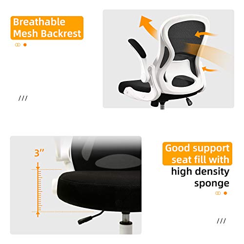 BERLMAN Ergonomic Mid Back Mesh Office Chair Desk Chair with Flipup Arms and Adjustable Height
