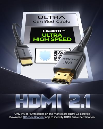 Silkland 10K 8K HDMI 2.1 Cable Certified, [4K@240Hz 144Hz 120Hz, 8K@60Hz] Ultra High Speed HDMI Cable 48Gbps (Upgrade Braided), HDR 10+, eARC, HDCP 2.3, Compatible for Xbox/PS5/PS4/Roku TV-6.6ft