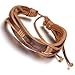 Aroncent 4PCS Handmade Vintage Wristband, Leather Rope Bracelet, Tribal Braided Cuff Bangle, Adjustable