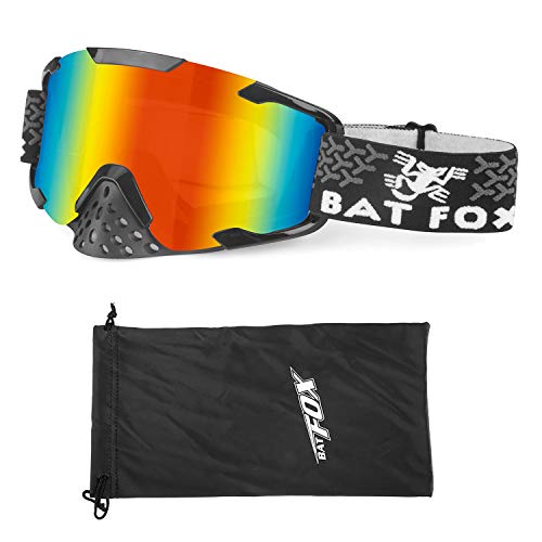 BATFOX Motorcycle Goggles Dirt Bike ATV Motocross Safety ATV Tactical Riding Motorbike Glasses Goggles for Men Women Youth Fit Over Glasses UV400 Protection Detachable Lens with Nose Guard (colorful)