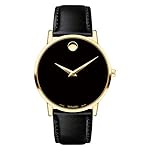 MOVADO-Swiss-Museum-Classic-Black-Dial-Mens-Gold-Slim-Leather-Watch