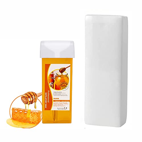 Nynelly Honey Roll On Wax, Hair Removal Wax Cartridge for Women-Men, Home self waxing, Depilatory Wax Roller Refill for legs and arms, 20 Wax Strips for Hair Removal (2 Piece Set)