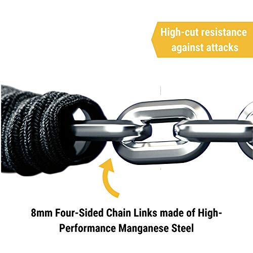 SIGTUNA Chain Locks - Heavy Duty 8mm Bike Chain Lock with Key, 35 Inch Hardened Steel Links and a Protective Nylon Sleeve for Road and Mountain Bicycle Security - Thumbnail 3