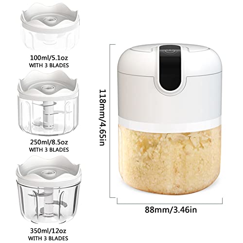 White 3 CUP Cordless Mini Food Chopper,Small Food Processor for Garlic