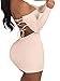 TOB Women's Sexy Off Shoulder Backless Lace Up Club Bodycon Mini Dress,White,Small