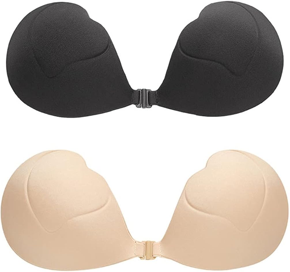 VALICLUD 2pcs Invisible Silicon Bra Summer Backless Sticky Bra U Plunge