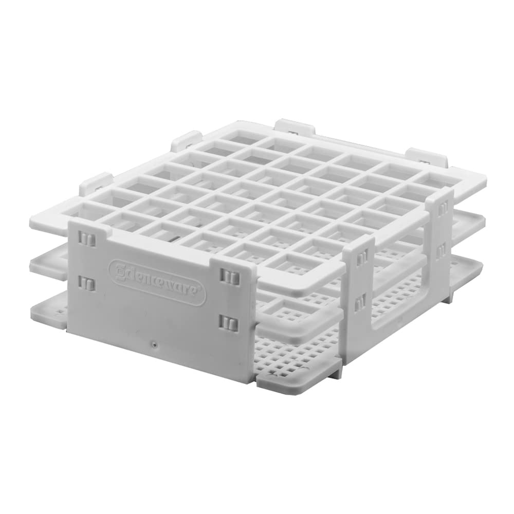 Bel-Art F18514-0013 No-Wire Bottle and Vial Rack; 10-13mm, 42 Places, 5.08 x 4.15 x 1.70 in, Polypropylene