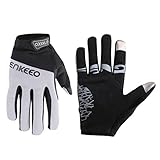 Enkeeo Cycling Gloves Full Finger Winter Bike Gloves Touchscreen Gloves for Smart Phone with Anti-slip Shock-absorbing 5MM Gel Pad, Microfiber Leather, Breathable Lycra, Velcro Design (Black&Grey)