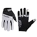 Enkeeo Cycling Gloves Full Finger Winter Bike Gloves Touchscreen Gloves for Smart Phone with Anti-slip Shock-absorbing 5MM Gel Pad, Microfiber Leather, Breathable Lycra, Velcro Design (Black&Grey)