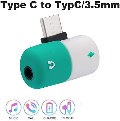 sunnymi Fast Charging Type c to Earphone 3.5mm Audio Cable Charger Capsule Pill Shape Adapter Splitter for Samsung (C)