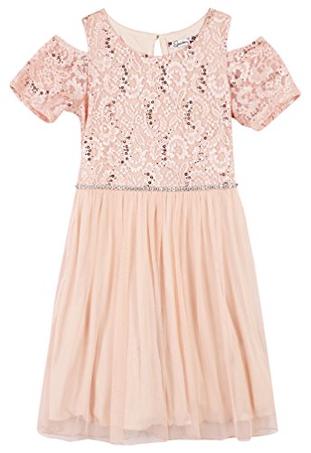 Speechless Big Girls  Cold Shoulder Jewled Waist Dress, Blush, 16