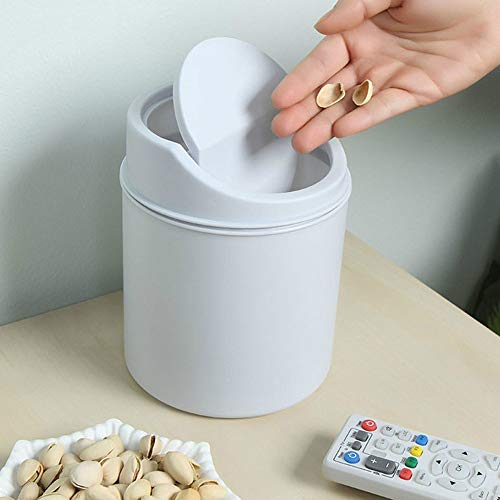 Beautyolove Countertop Swing Top Trash Can, Plastic Wastebasket Trash Bin for Bathroom Kitchen Vanity Countertops/Commercial Slim Trash Can (Gray)