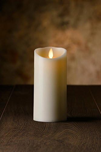Veraflame 8"H Vanilla Scented Oblique Edge LED Moving Wick Candle, Ivory