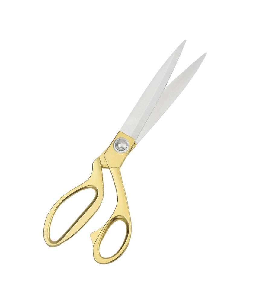 Stainless Steel Sharp Tailor Scissors for Clothing Dressmaking Shears Fabric Craft Cutting Adjustable Kitchen Scissors, Gold (9.5'')