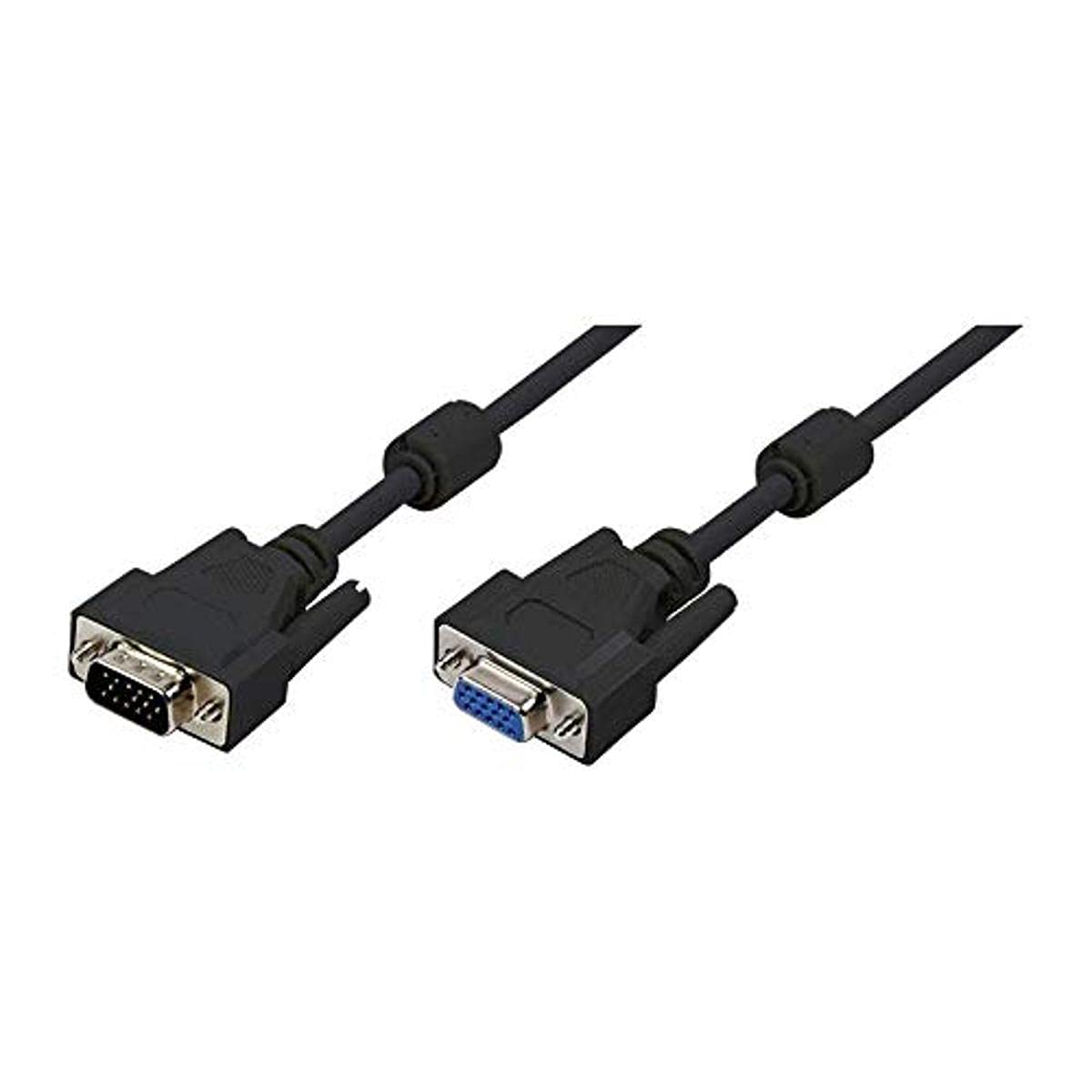 LogiLink CV0006 Double Shielded 15-Pin Male to Female VGA Monitor Extension Cable, 5 Meter Length, Black, 5 Meter Length