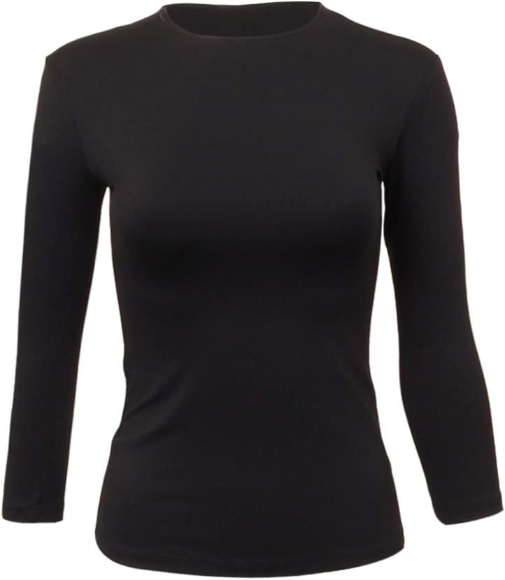 Linda Leal Nylon Three Quarter Sleeve Top