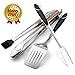 GRILLART Heavy Duty BBQ Grill Tools Set. Snake-Eyes Design Stainless Steel Grill Utensils Kit - 18” Locking Tongs, Spatula, Fork, Basting Brush. Best Barbecue Grilling Accessories, Gift for Men
