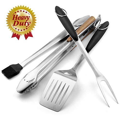 GRILLART Heavy Duty BBQ Grill Tools Set. SnakeEyes Design Stainless Steel Grill Utensils Kit