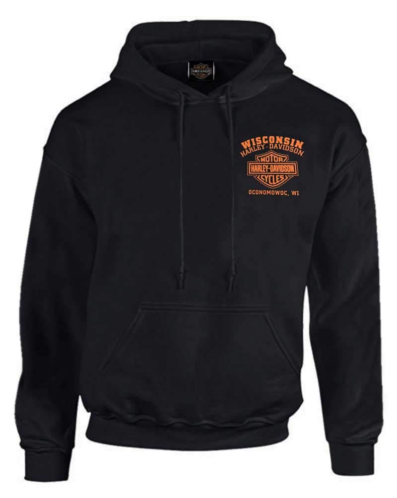 Harley-Davidson Men's Custom Freedom Fleece Pullover Hoodie - Solid Black