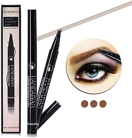 Eyebrow Tattoo Pen with a Micro-Fork Tips Long-lasting Waterproof Brow Pencil for Eye Brow Colour Makeup Stays on All Day (#3 Light Brown)