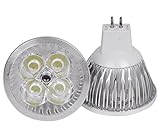 Lot of 10 PCS 12V 4W MR16 LED Bulbs - 3200K Warm White LED Spotlights - 50Watt Equivalent - 330 Lumen 60 Degree Beam Angle for Landscape, Recessed, Track lighting