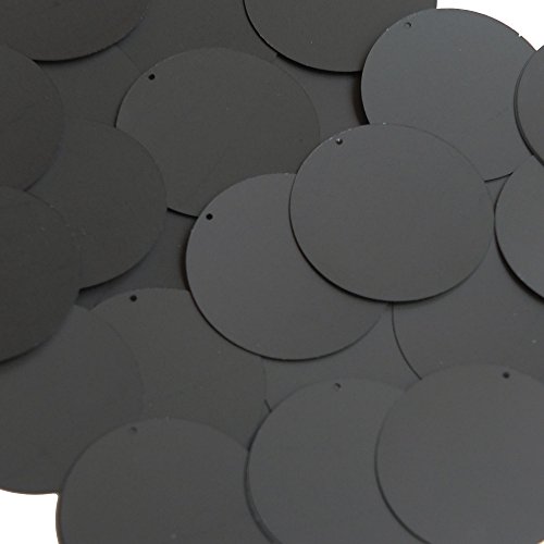 Sequin Round 1.5 inch Black Matte Silk Frost Couture Paillettes Made in USA. Embroidery, arts, crafts, embellishment.