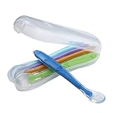Silicone Baby Spoons BPA Free - Soft Tip First Stage Infant Spoons Gift Set of 5 with Convenient Travel Case