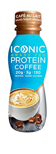 Iconic Grass Fed Protein Drink, CafÃ© Au Lait (12 Pack) | Healthy, Natural Clean Protein Shake | Perfect Snack for Breakfast, Post Workout Muscle Recovery, & Light Meal Replacement | Keto Friendly