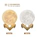 3D Printed Moon Lamp LED Baby Night Light Table Desk Lamp USB Charging Wooden Base Touch Sensor Control 2-colors Dimmable Switch for Bedroom Birthday Decoration (Diameter 4.7 inch)