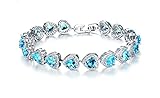 Girl Era Gorgeous Heart Gem Stone Silver Tennis Bracelet Friendship Bracelets(blue)