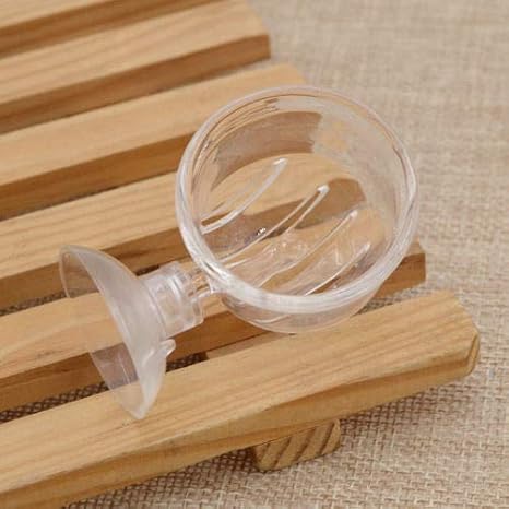 Fidgetgear 1 Pc Glass Feeding Cup Fish Feeder Red Shrimp Snail