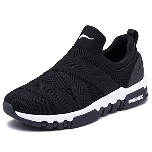 ONEMIX Men's Lightweight Breathable Running Shoes All-matchn SneakersBlack44