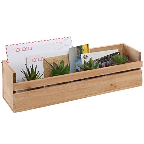 MyGift Handmade Wall Mounted Decorative Wooden Shelf, Storage Box
