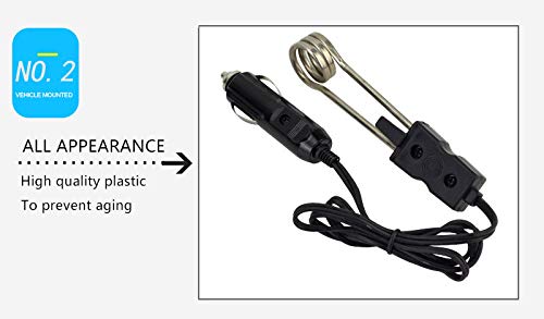 WG 12V/24V Portable Electric Car Immersion Water Heater for Travel Camping Picnic Mini Boiler Hot Water Coffee Immersion Travel Use,24v - Thumbnail 7