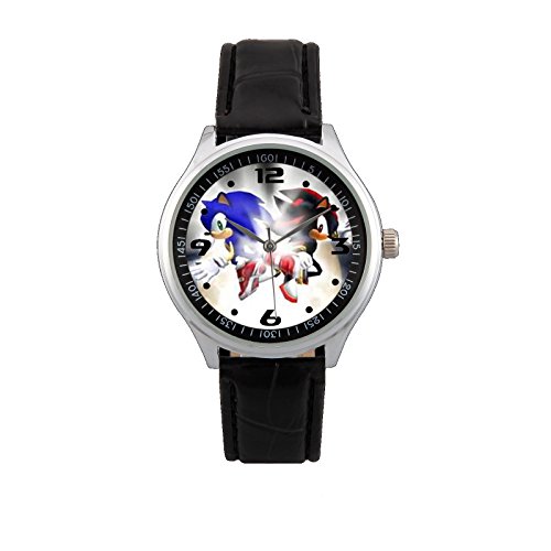 Sonic The Hedgehog Black Leather Round Wrist Watch Limited Edition