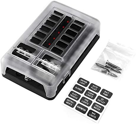 VelvxKl Universal Professional Car Vehicle Fuse Block Box Holder 12 Ways ATC ATO Blade Container Black
