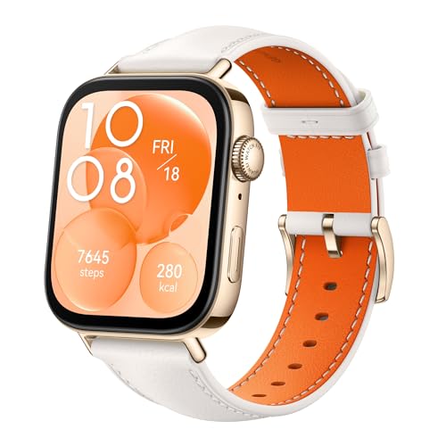 Watch FIT 3 Pantalla AMOLED de 1.82 Pulgadas, Diseño Ultrafino, Llamadas por Bluetooth, hasta 10 días de batería, Compatible con Android & iOS, Blanco Cuero