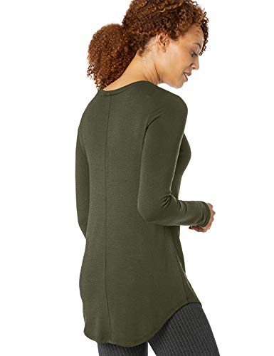 AMAZON ESSENTIALS WOMEN’S SUPERSOFT TERRY REGULAR-FIT LONG-SLEEVE SHIRTTAIL HEM SHIRT (PREVIOUSLY DAILY RITUAL), OLIVE, X-SMALL